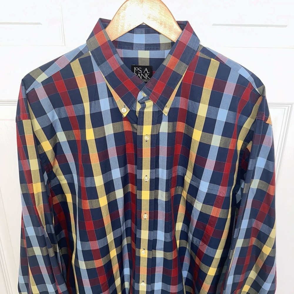 Jos‎ A. Banks Mens Traveler's Checkered Long Sleeve Button Down Shirt XL - Picture 3 of 16